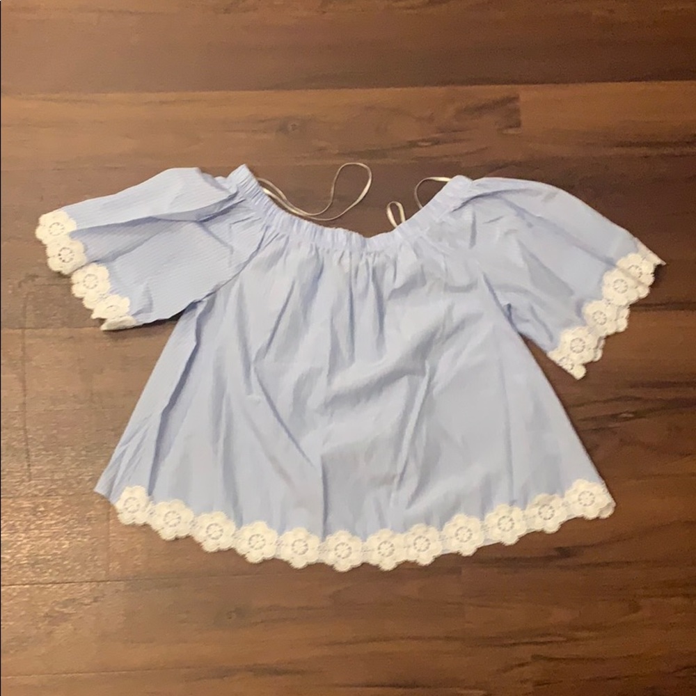 Blue with White Striped Blouse